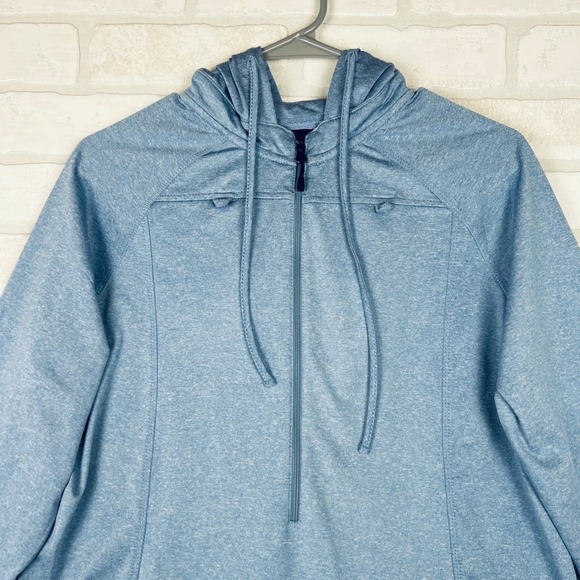 Storm Creek Womens Blue Heathered Quarter Zip Hoodie Thumbhole Active Top Large - Picture 4 of 15